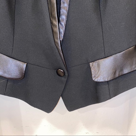 Tracy Reese black 100% lamb leather blazer sz 10 - Picture 6 of 13